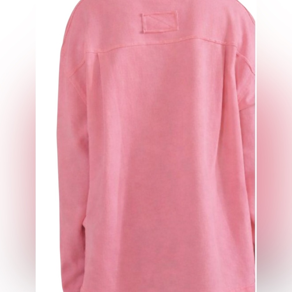 Sage + Fig Soft Tie-Dye Wash Eyelet Bow Cotton Oversized Boho Pink Sweatshirt - Picture 2 of 3